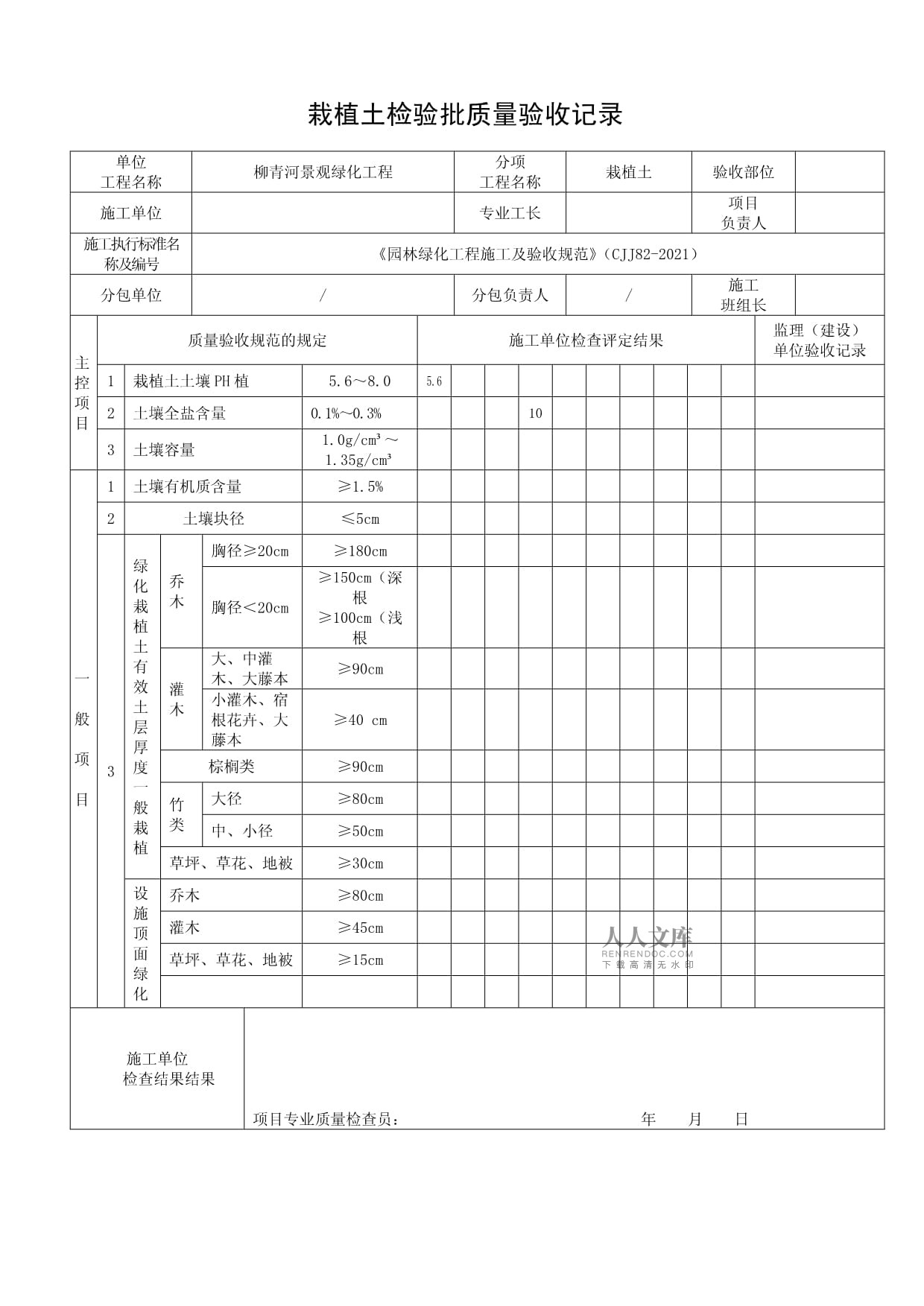 《園林綠化工程施工及驗收規范》表格3優質資料